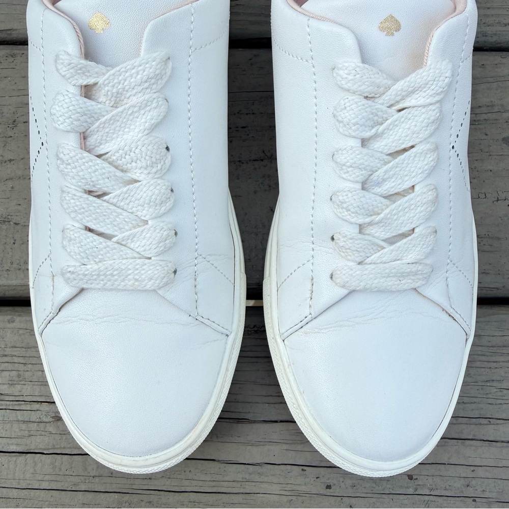 Kate Spade NY Angelise white and pink perforated leather sneakers size 8 - Picture 4 of 15